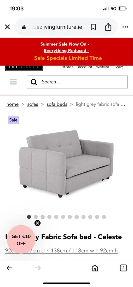 Light Grey sofa bed - Image 4