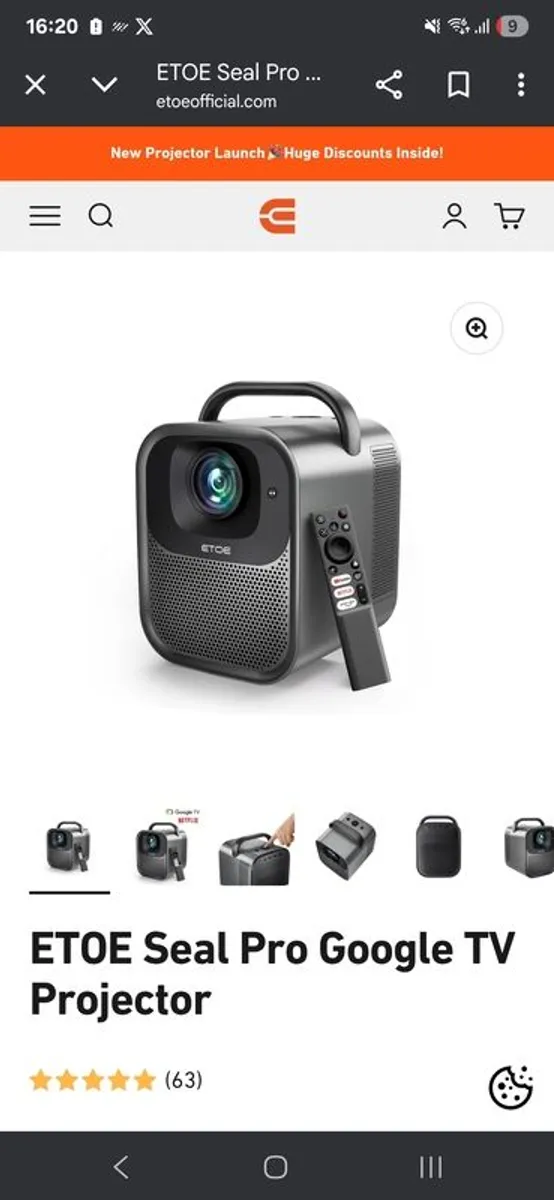 Smart Projector 1080p Autofocus Google/Apple
