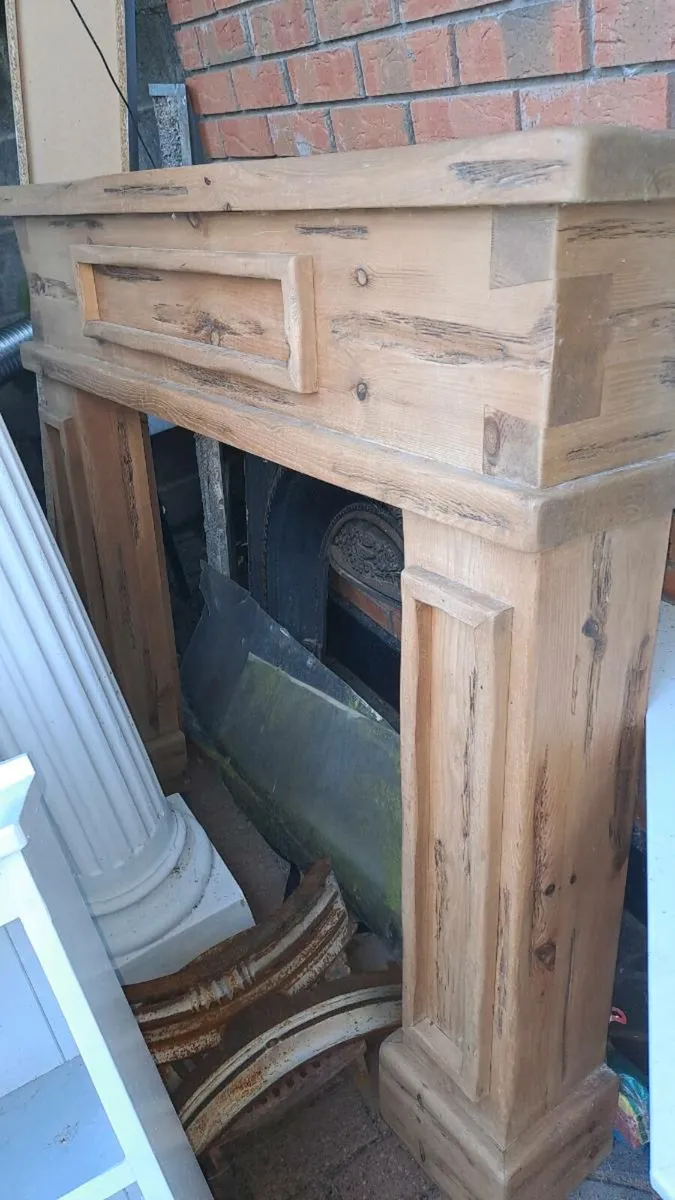 Pine fireplace plus pine mirror - Image 1