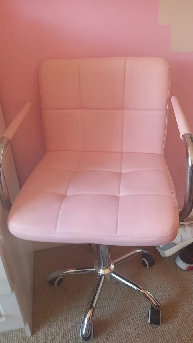 Pink Leather Desk Chair - Image 2