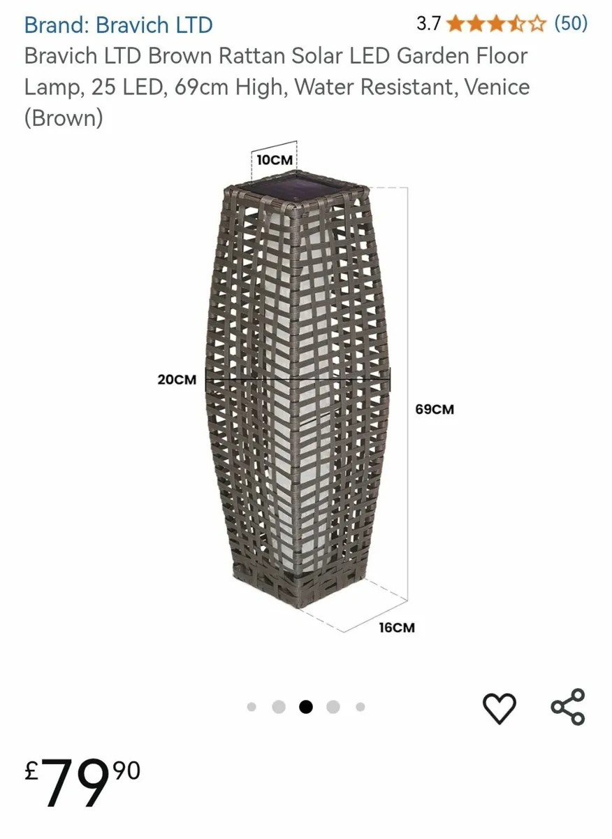 Quality Pair of Solar Rattan Garden Floor Lamps - Image 2