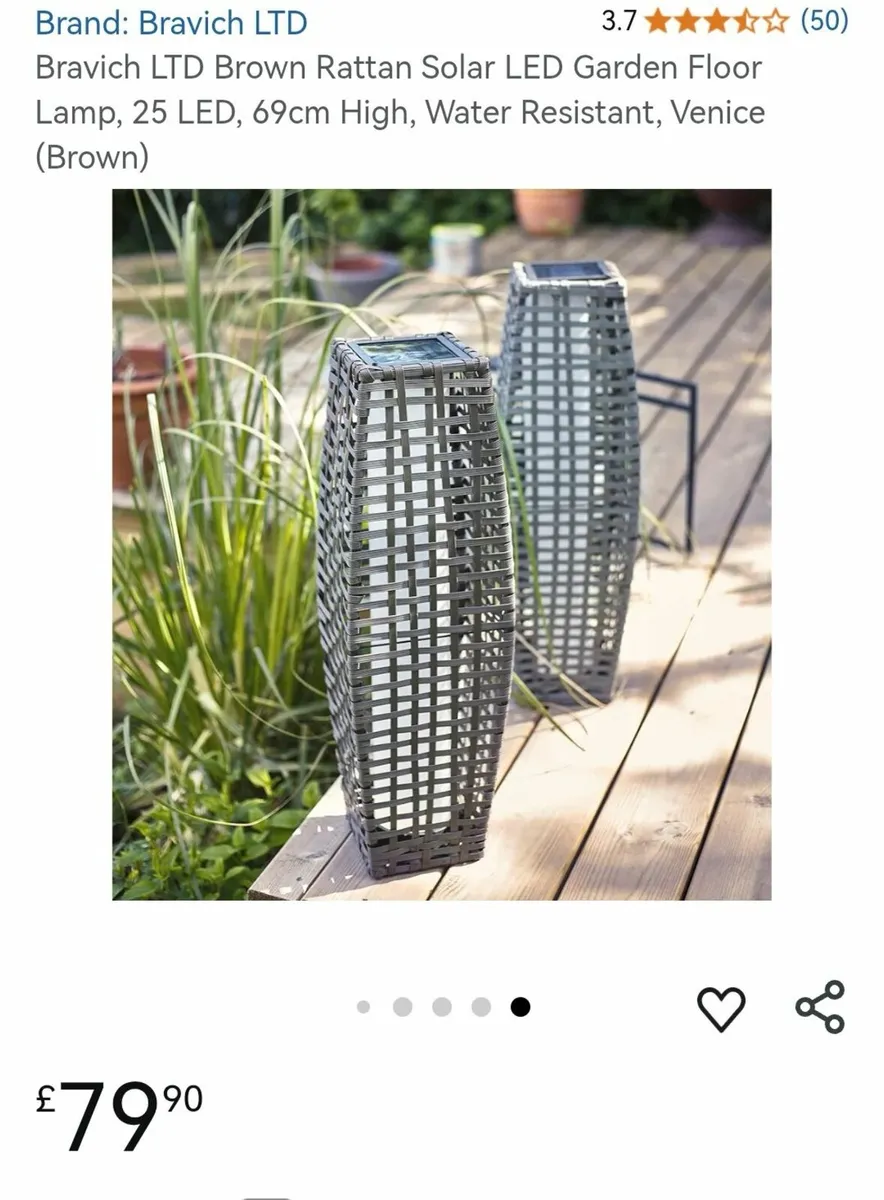 Quality Pair of Solar Rattan Garden Floor Lamps - Image 3