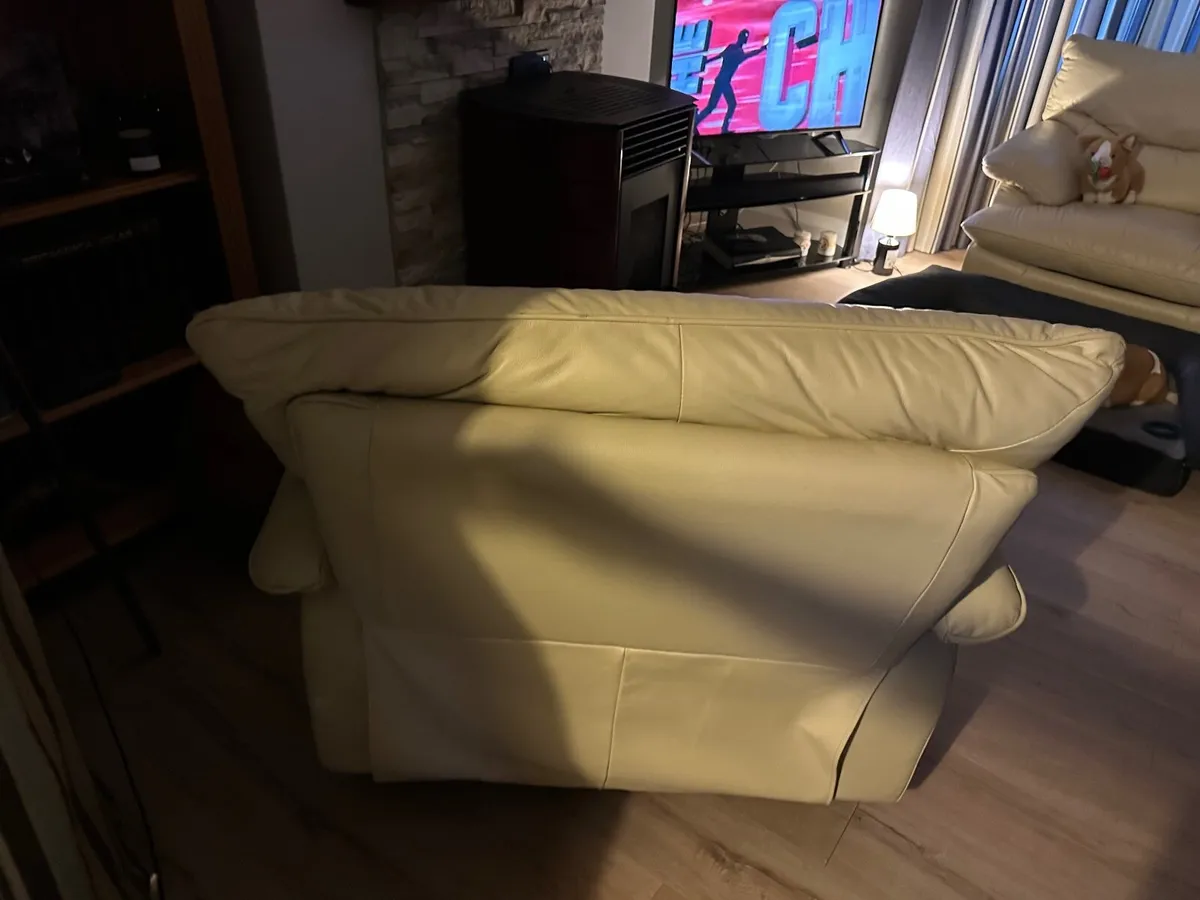 Two cream reclining chairs for sale Ennis like new - Image 2