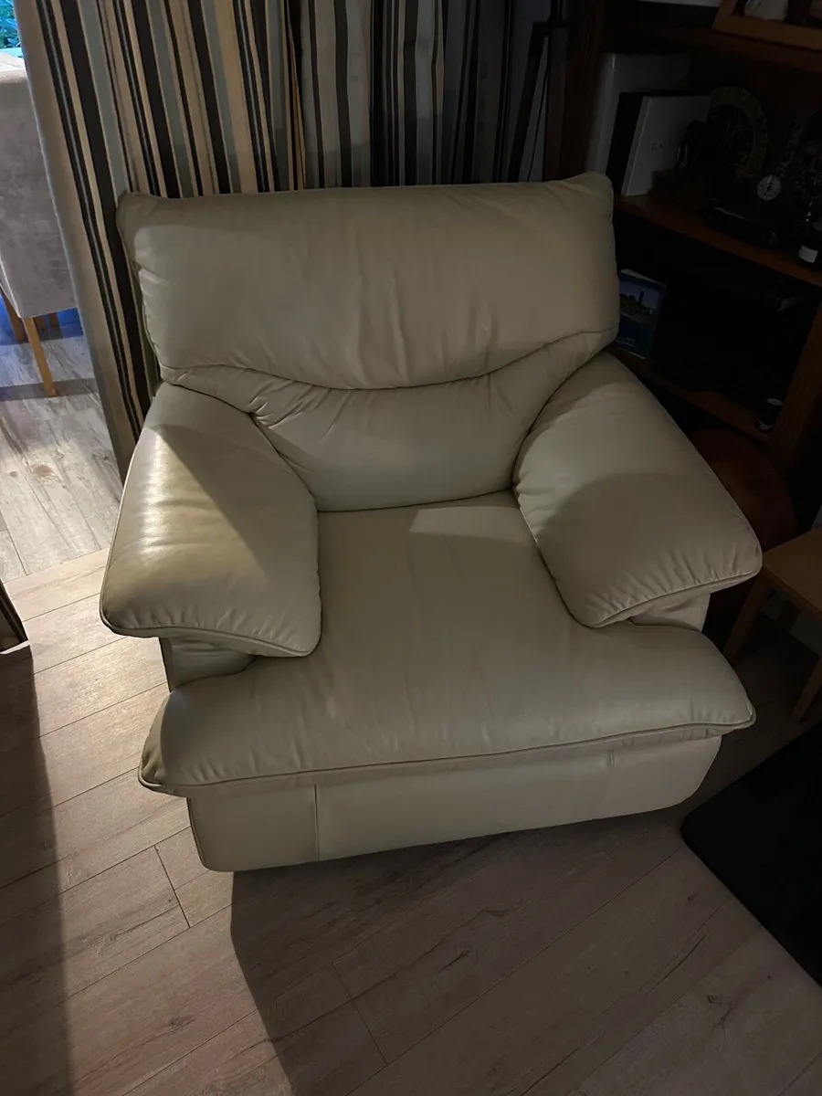 Two cream reclining chairs for sale Ennis like new - Image 3