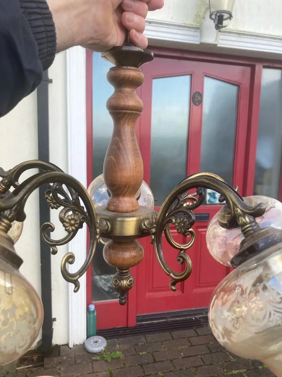 Vintage 5 bulb arm chandelier - Image 2
