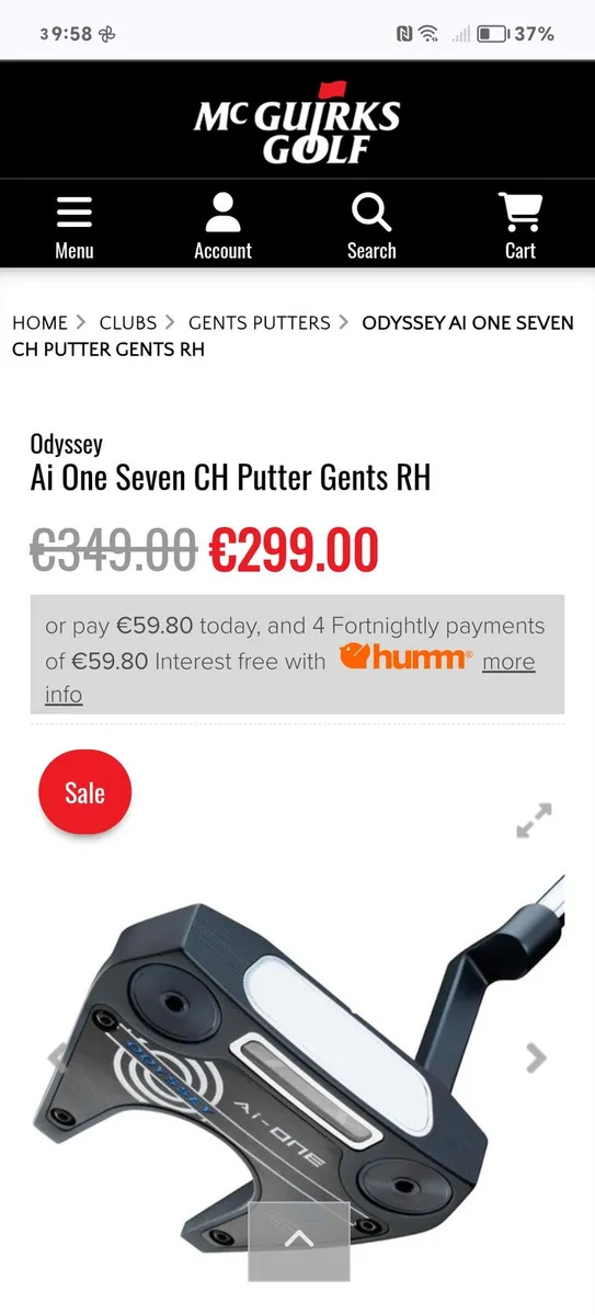 Odyssey Ai 7 CH putter. New condition. - Image 2
