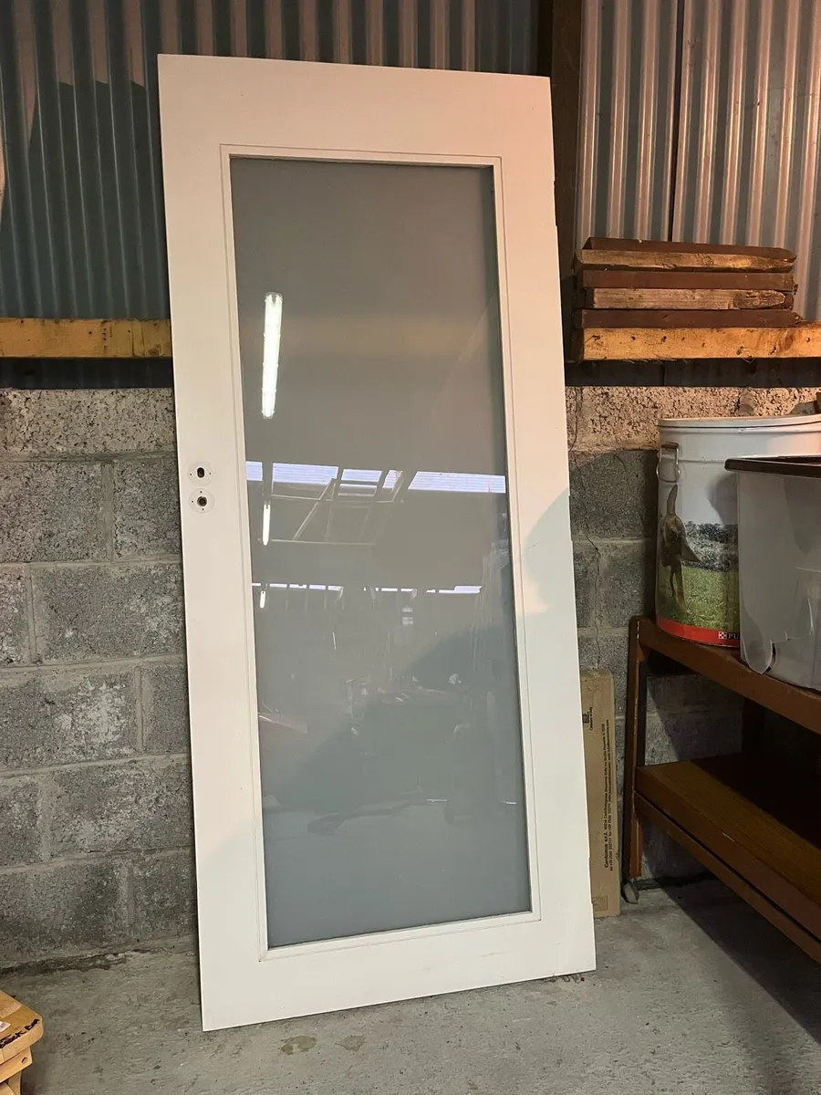 Internal door with milk translucent glass