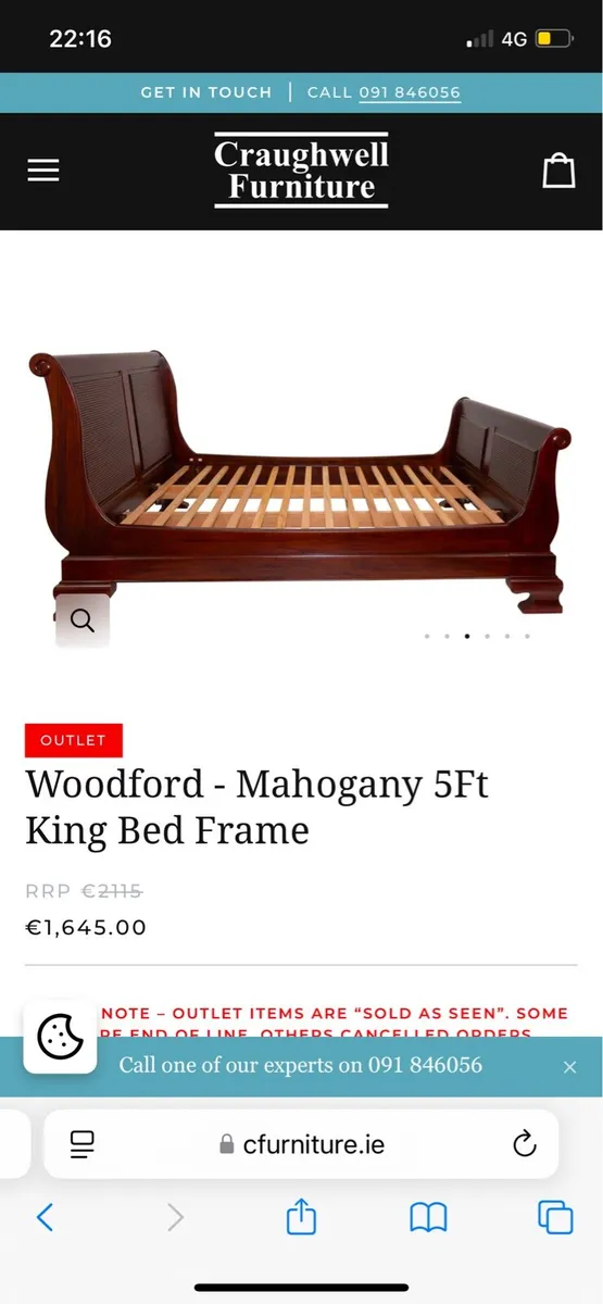 Woodford 5ft Mahogany Bedframe & Mattress - Image 1