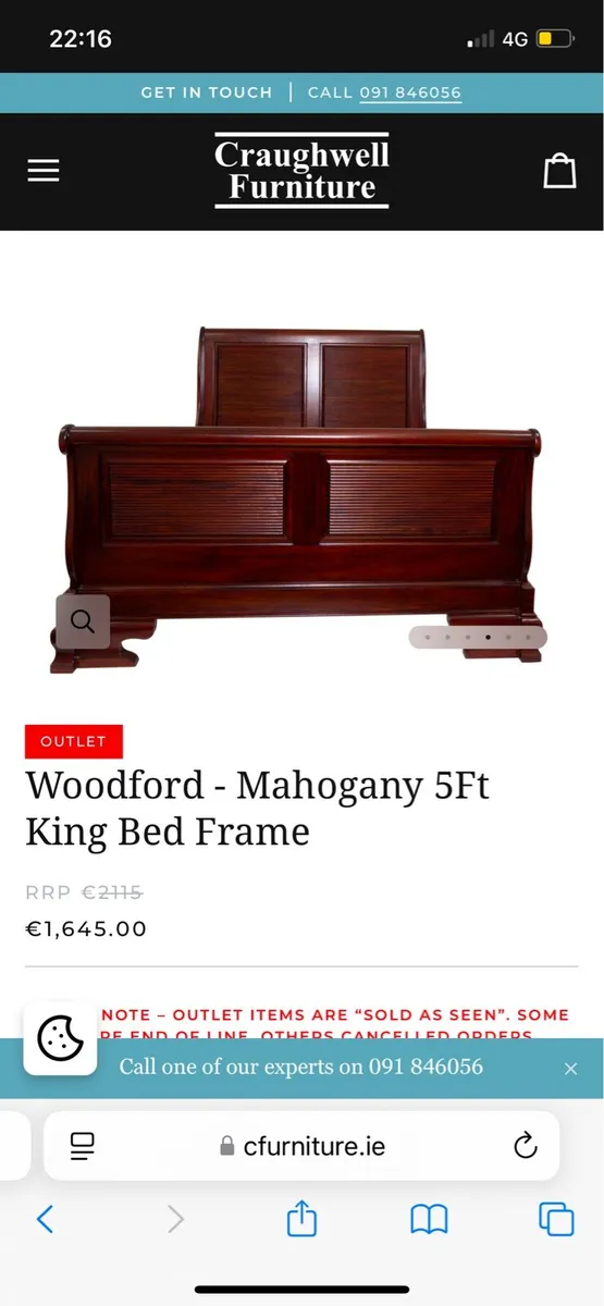 Woodford 5ft Mahogany Bedframe & Mattress - Image 3