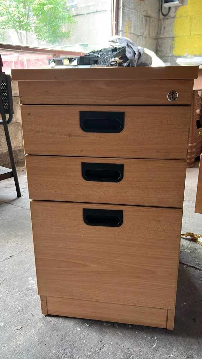 Drawer Wooden Office Pedestal with Lock - Image 1