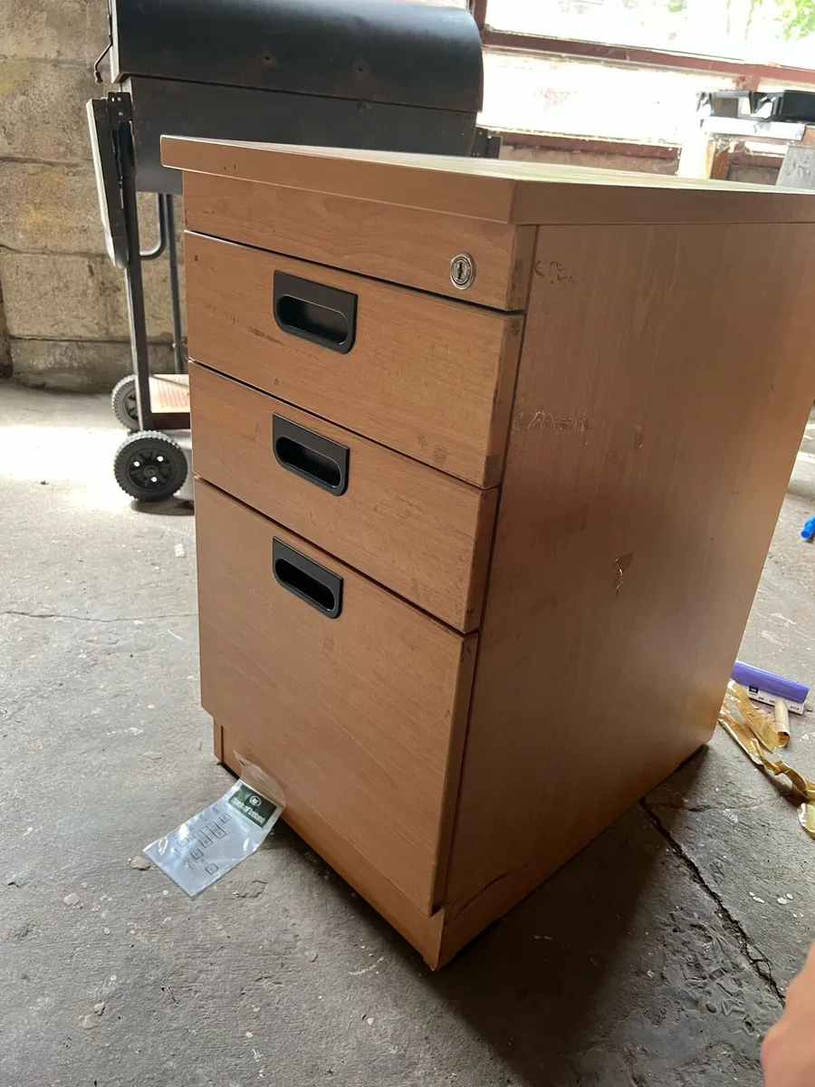 Drawer Wooden Office Pedestal with Lock - Image 2