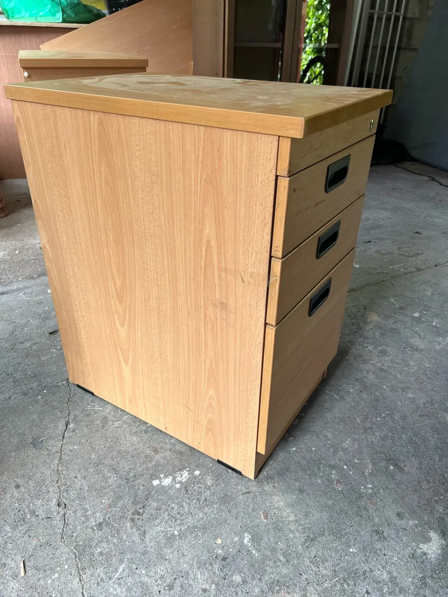 Drawer Wooden Office Pedestal with Lock - Image 3