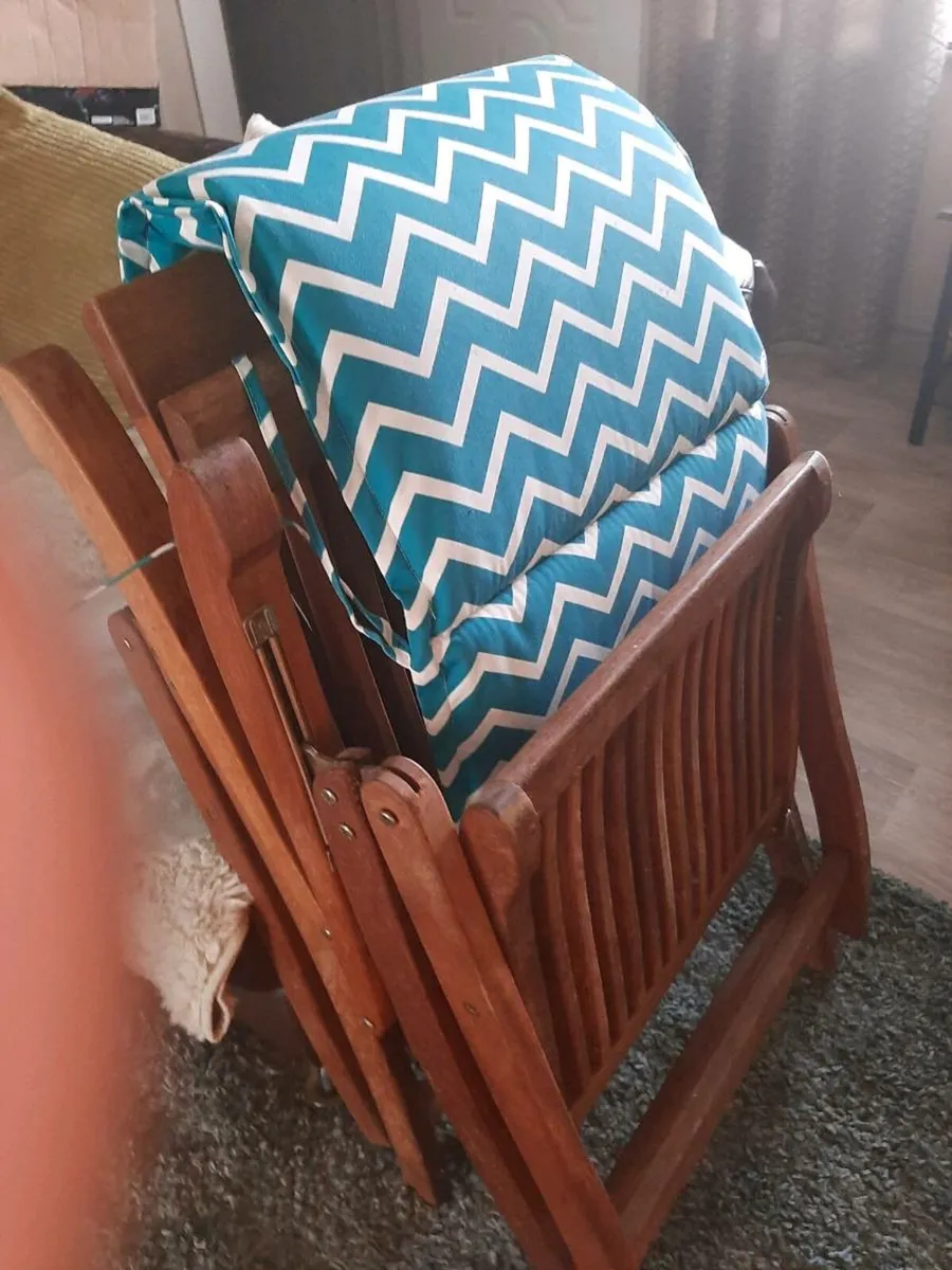 Reclin garden chairs solid wood - Image 4