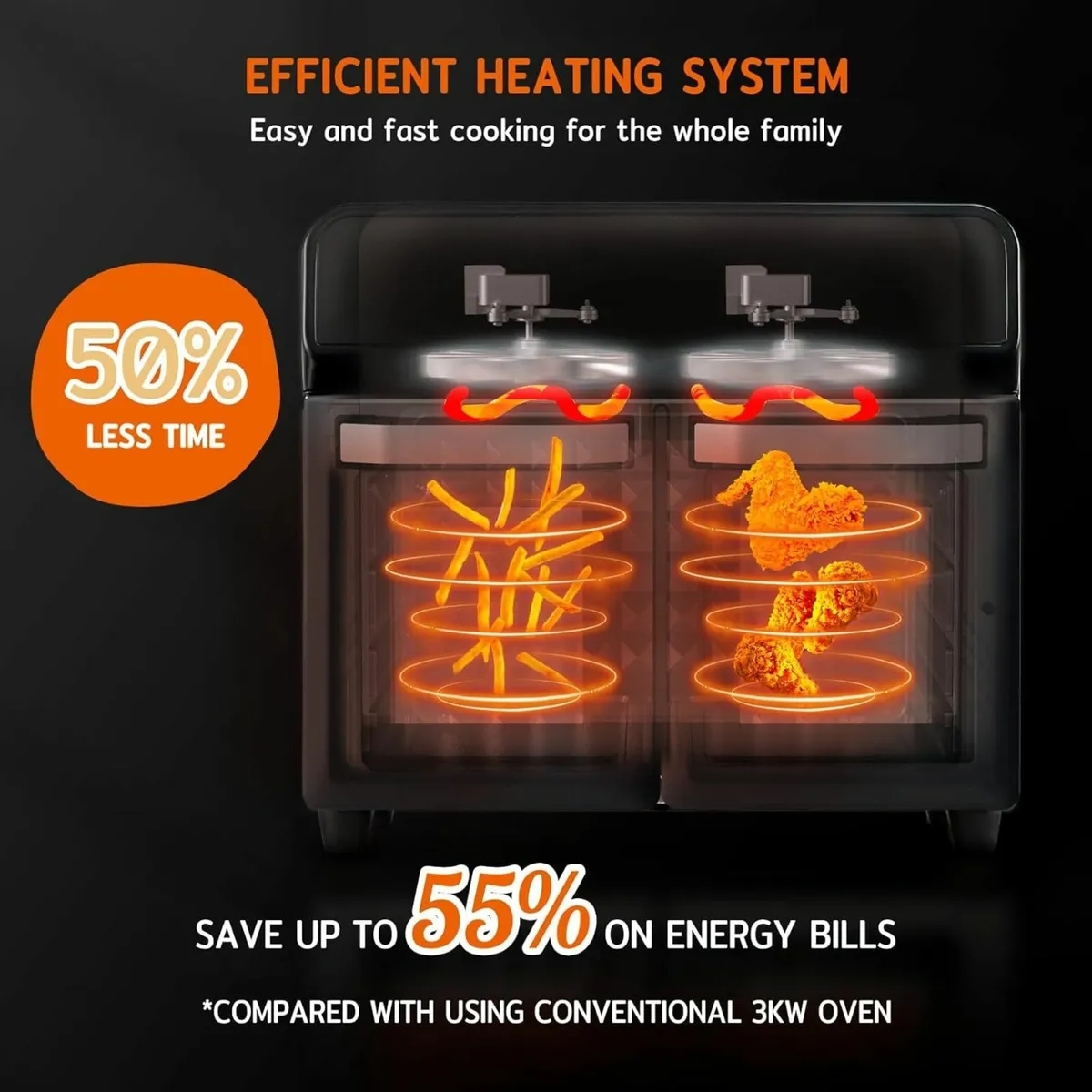 22L Dual Zone Air Fryer Oven Large grill Stainless - Image 3