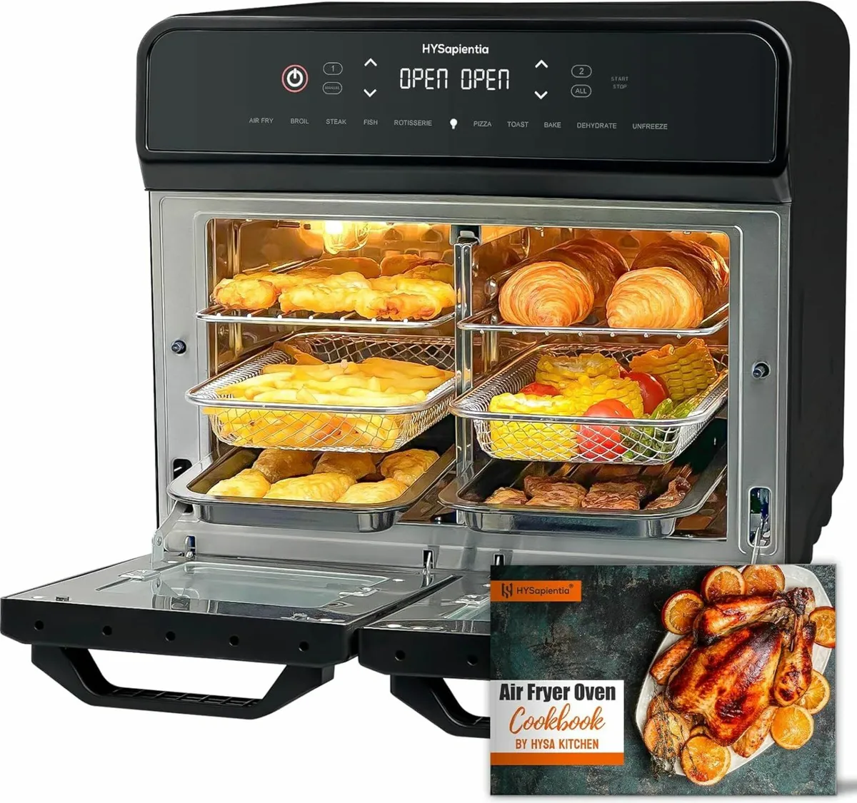 22L Dual Zone Air Fryer Oven Large grill Stainless - Image 1
