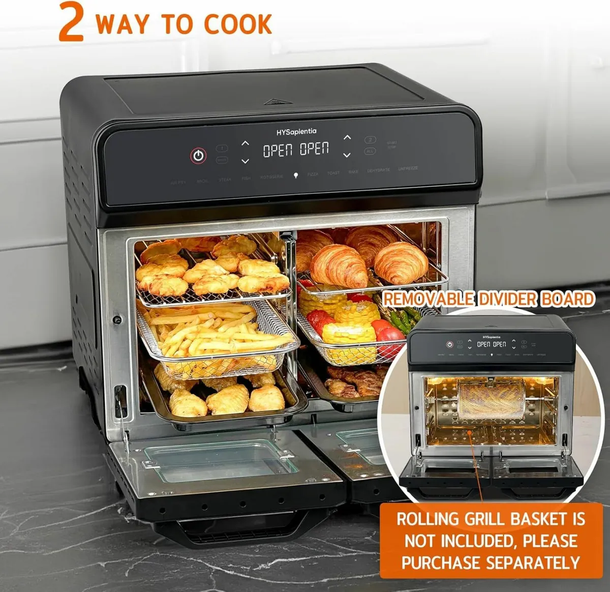 22L Dual Zone Air Fryer Oven Large grill Stainless - Image 4