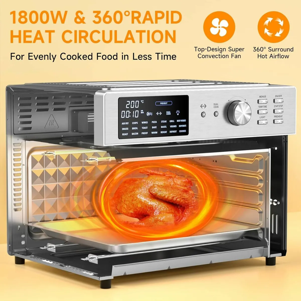 30L Air Fryer OvenRotisserie 21 Preset Mode - Image 3