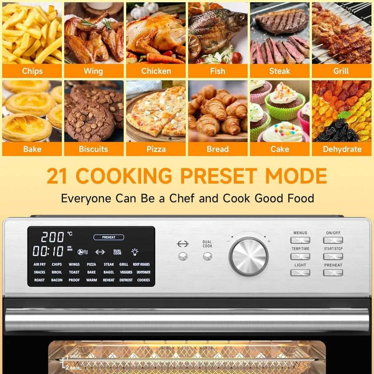 30L Air Fryer OvenRotisserie 21 Preset Mode - Image 4