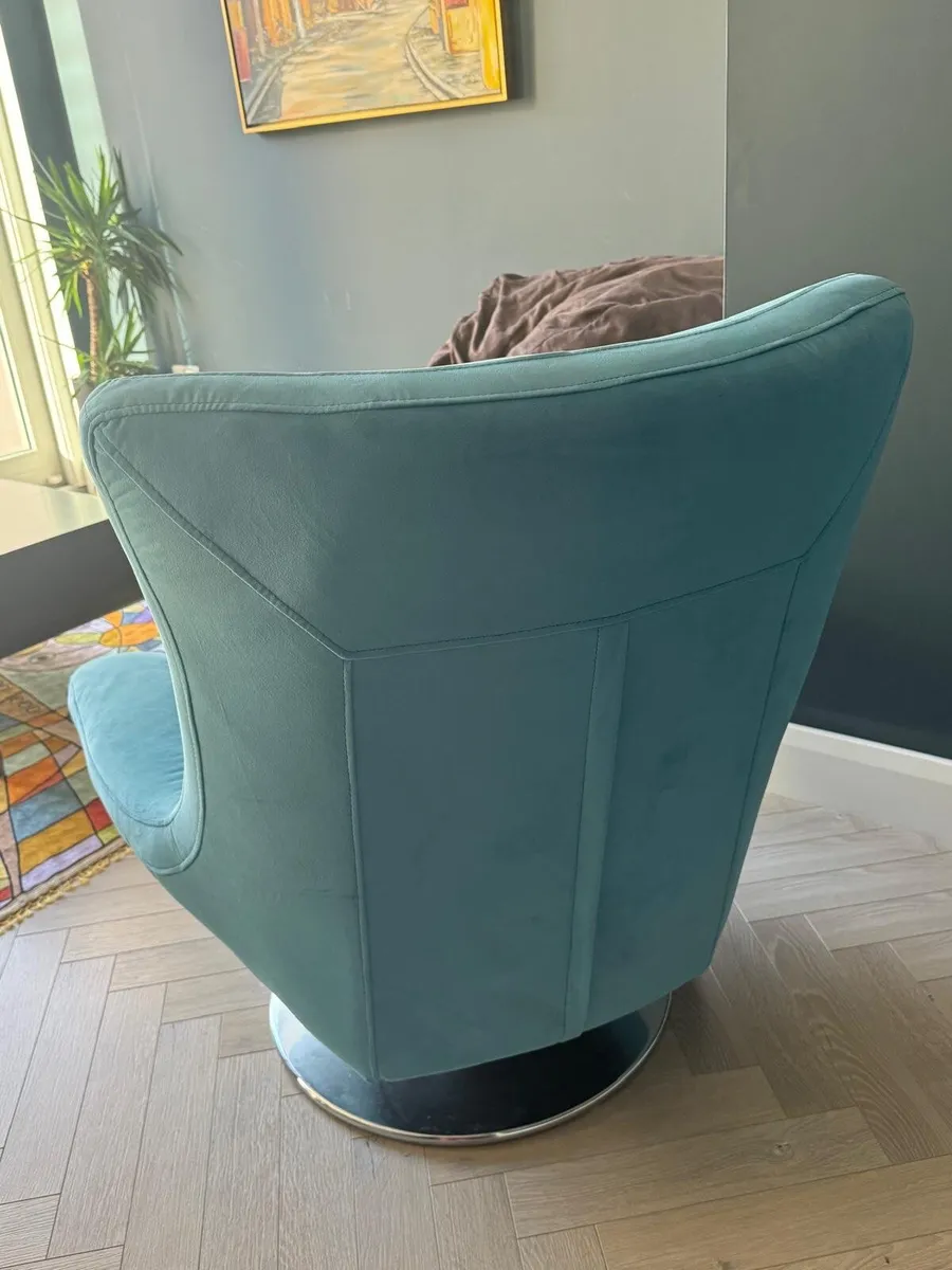 Teal Fabric Swivel Chair - Image 2