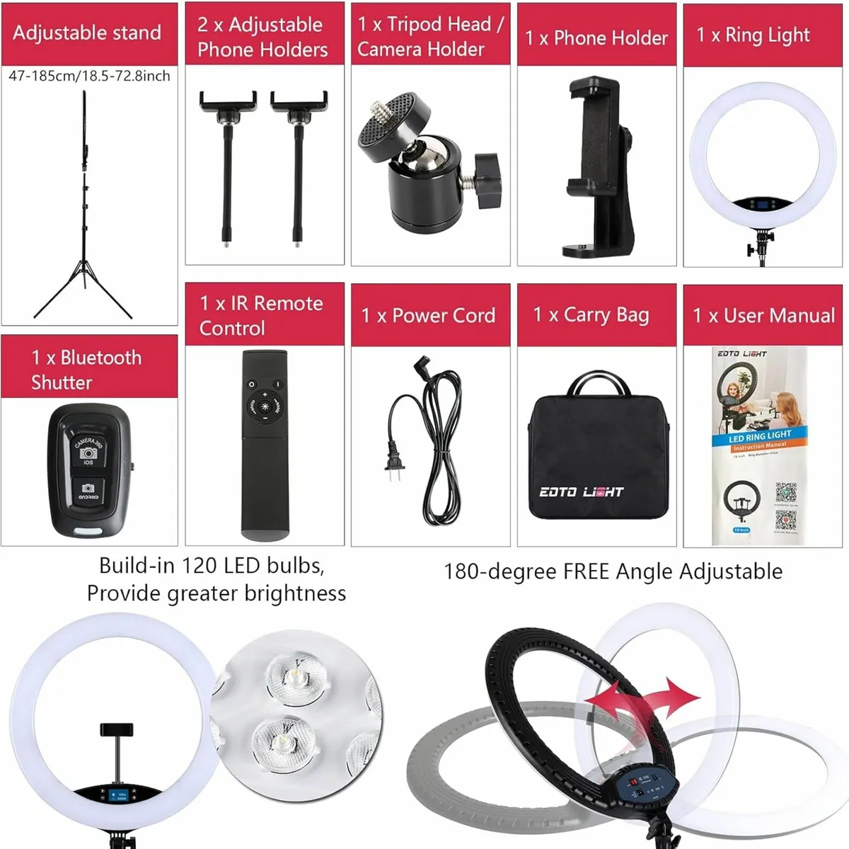 19 inch LED Ring Light Tripod Stand Ring Light - Image 3
