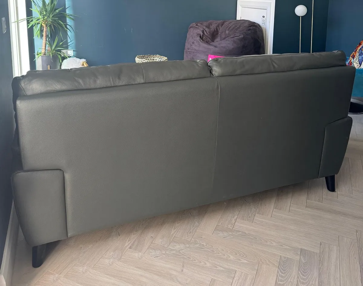 Grey Leather Couch - Image 2