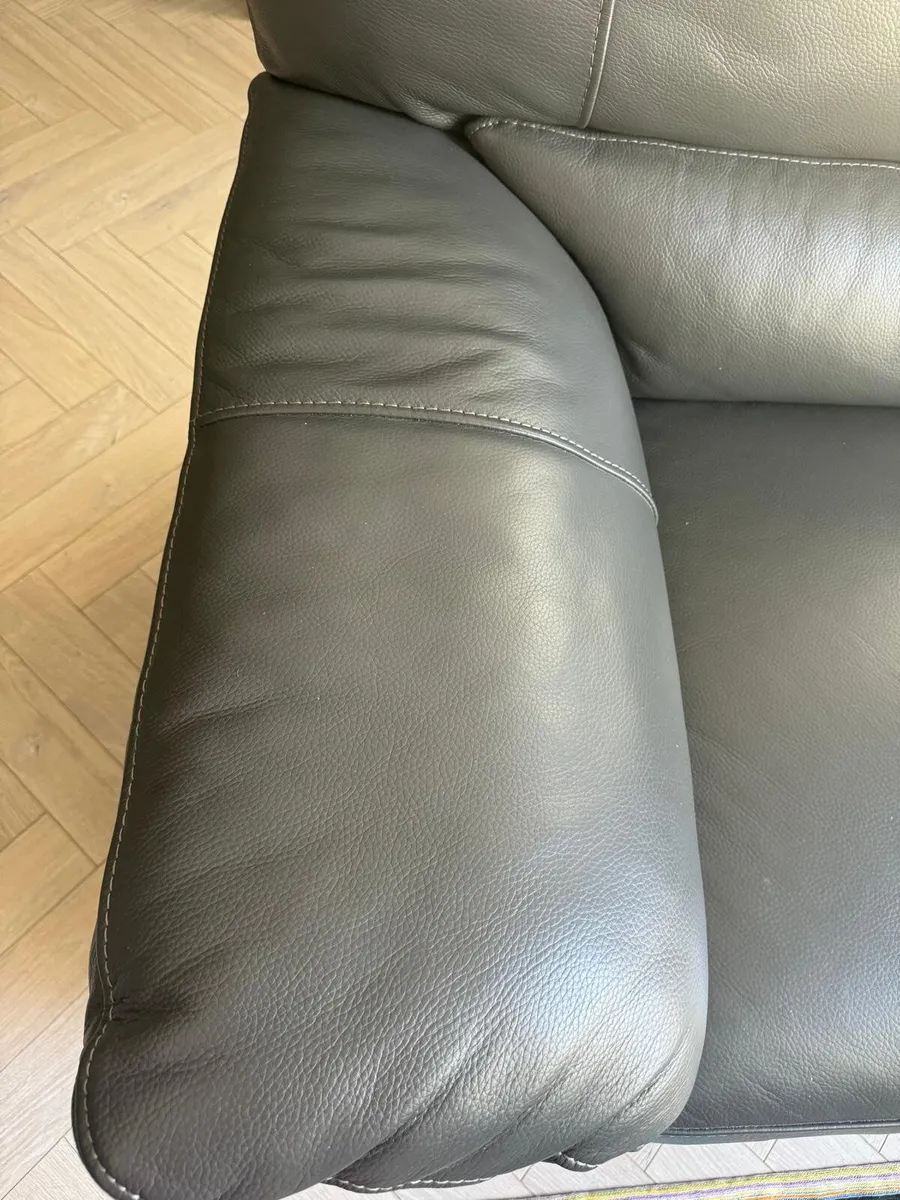 Grey Leather Couch - Image 3
