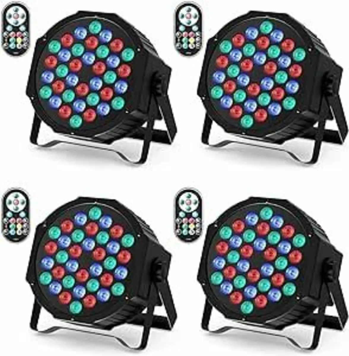 4 Pack RGB 36 LED Stage Lights Remote Control - Image 1