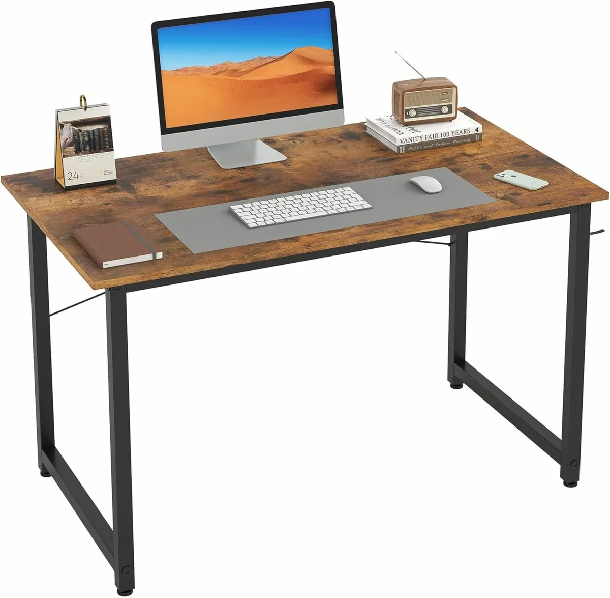 80cm Computer Desk, Small Office Desk Brown table - Image 1