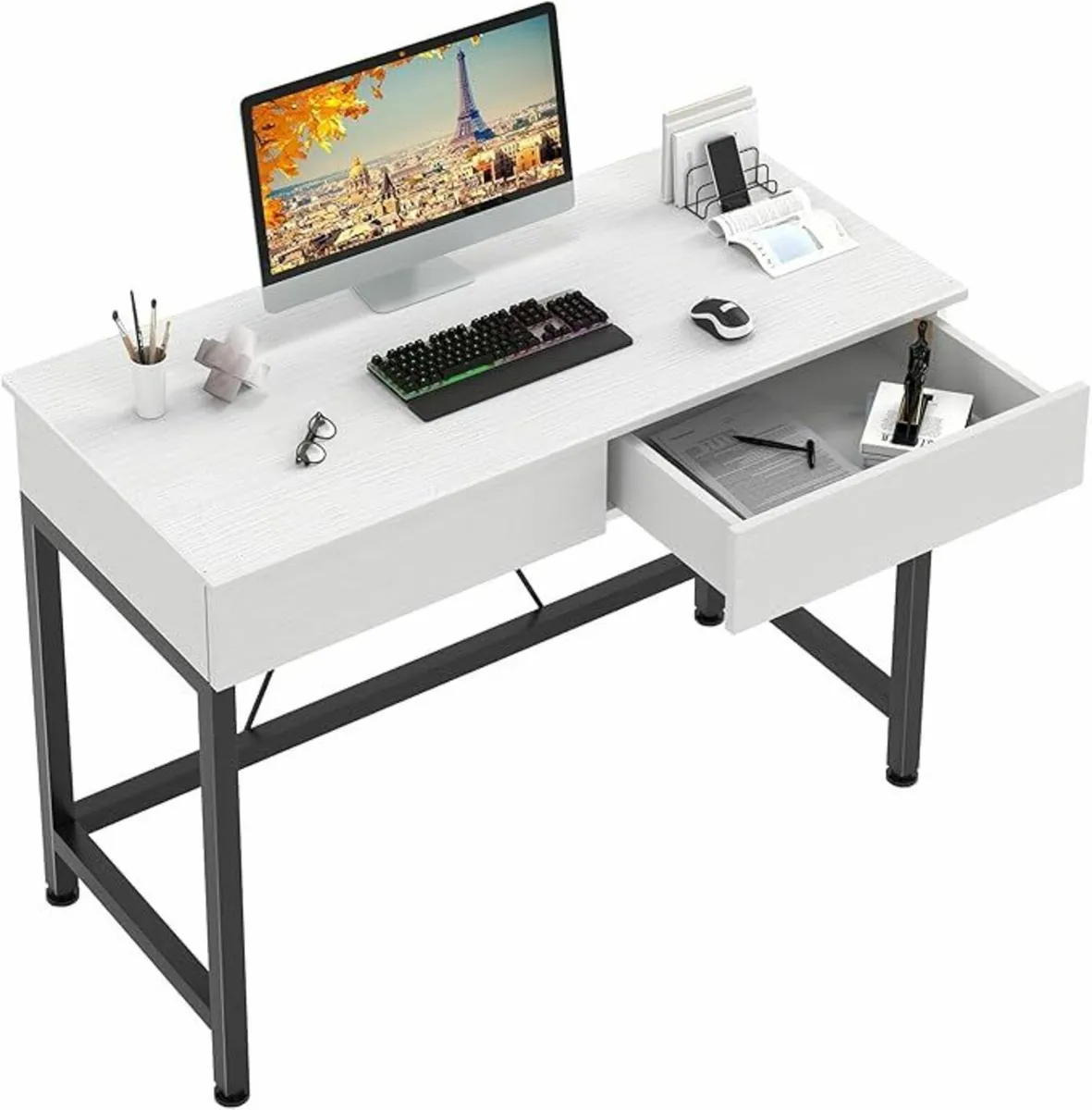 Computer Desk Drawers, Dressing Table White 100x50 - Image 2