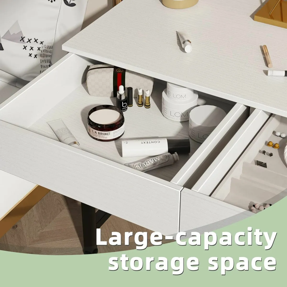 Computer Desk Drawers, Dressing Table White 100x50 - Image 4