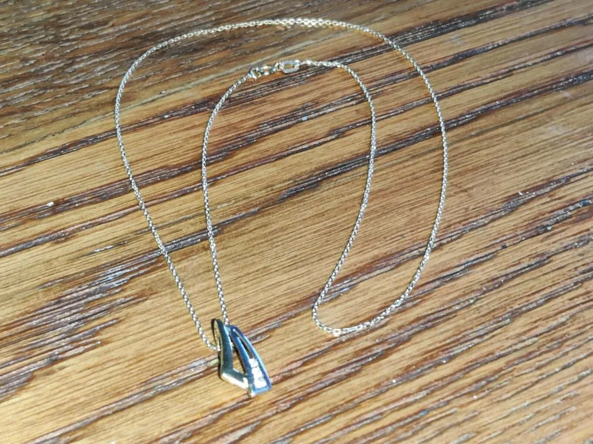 TWO TONE DIAMOND, 9CT Gold 18"Belcher Necklace ! - Image 2