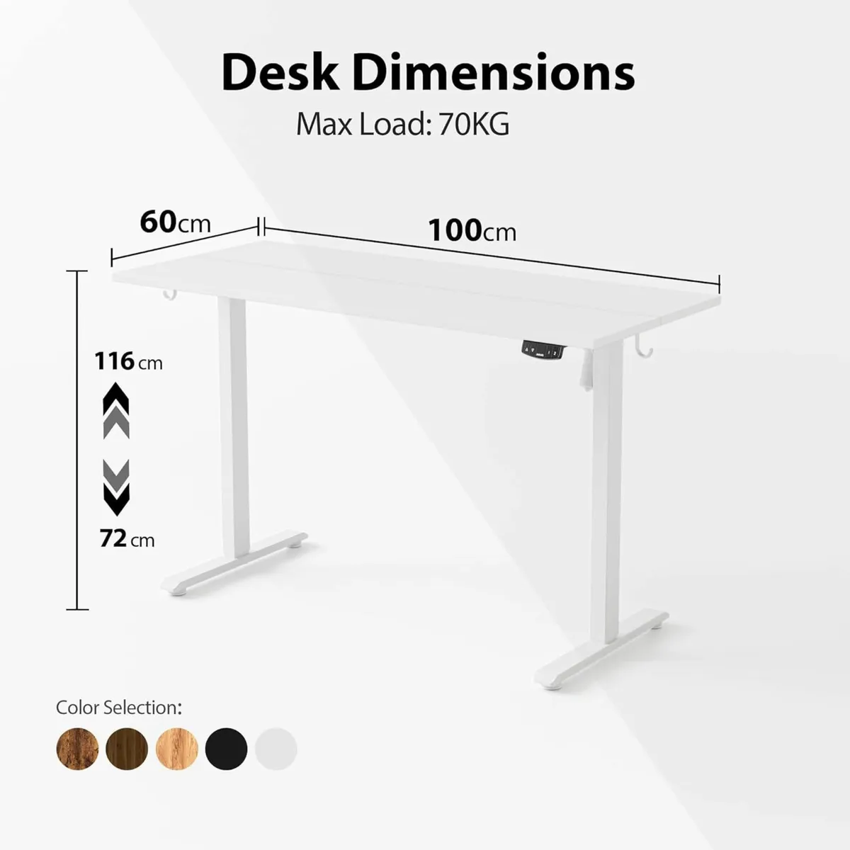 Electric Standing Desk 100x60cm Height Adjustable - Image 2