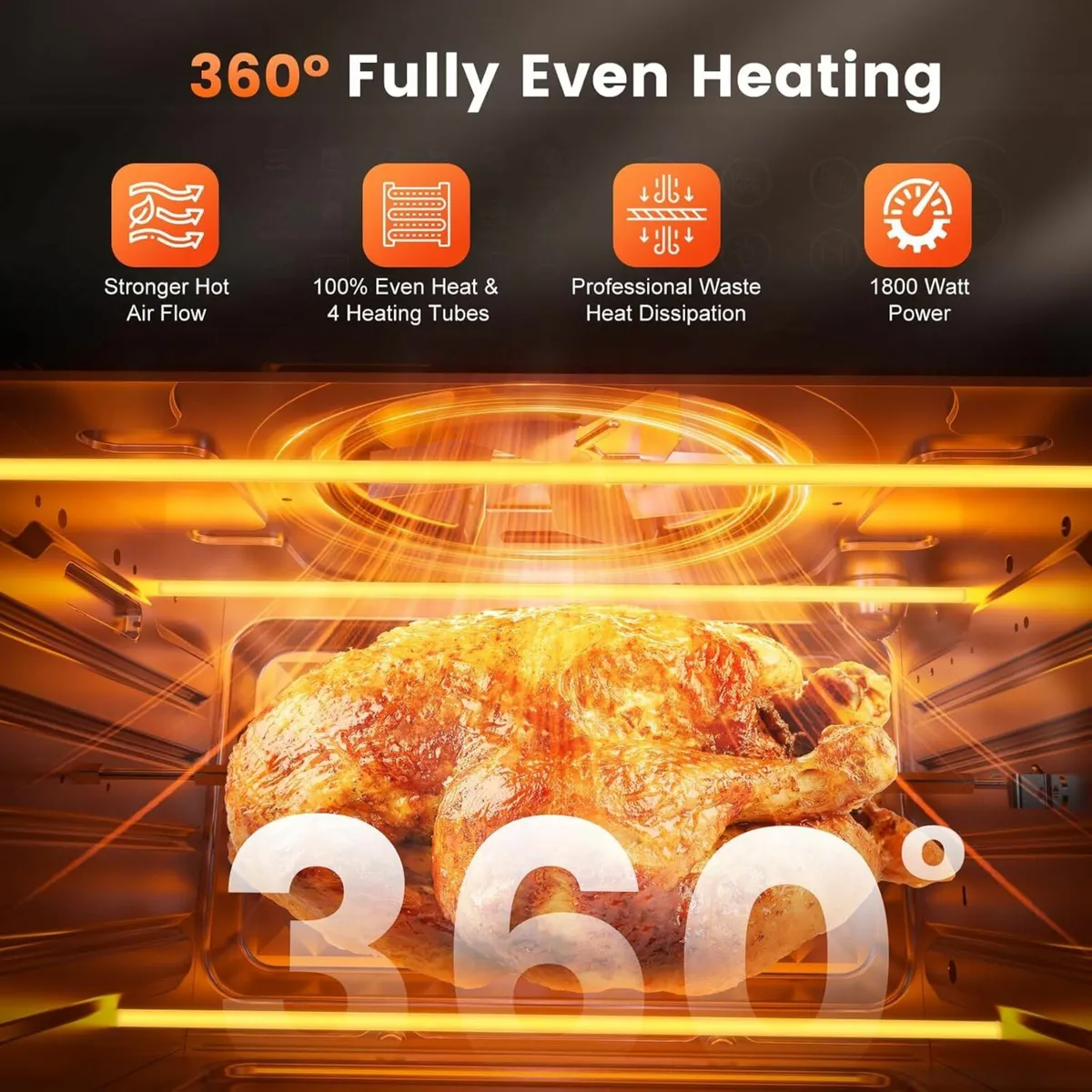 30L Air Fryer Oven, 18 in 1 Presets 360°Hot Air - Image 4