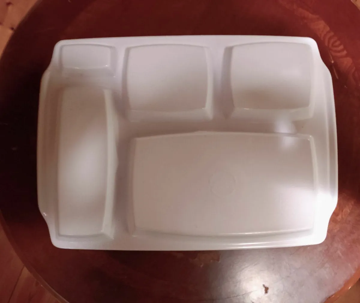FOOD SERVING TRAY & GREY CUTLERY TRAY (USED). - Image 2