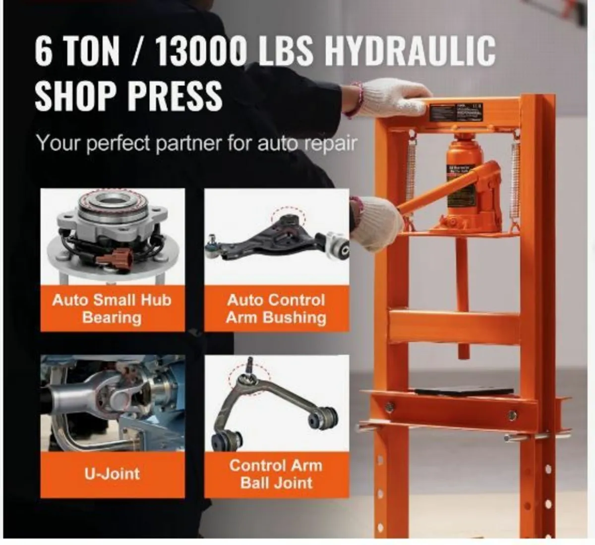 Hydraulic Shop Press 6 Ton with Press Plates H-Fra - Image 3