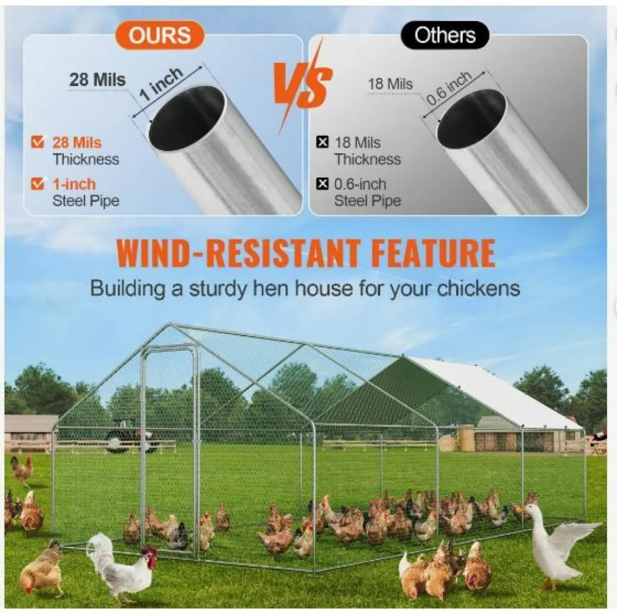 Large Metal Chicken Coop, 9.8x19.3x6.5 ft - Image 2