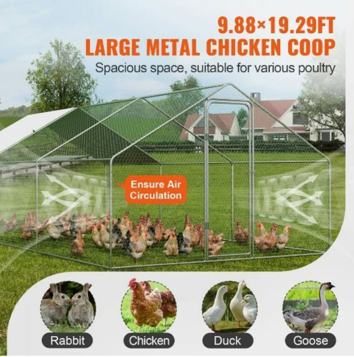 Large Metal Chicken Coop, 9.8x19.3x6.5 ft - Image 3