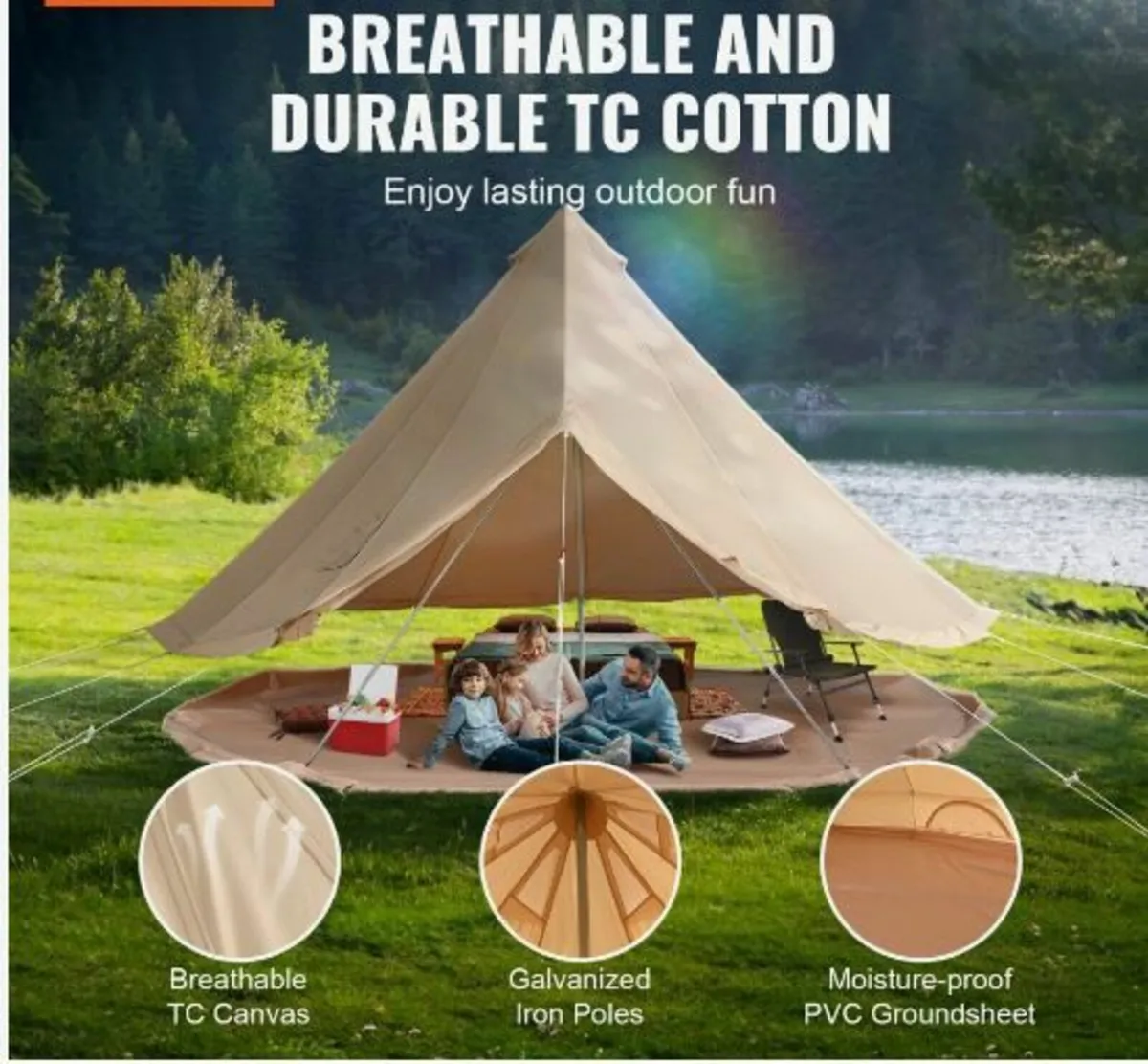 Canvas Bell Tent, 4 Seasons 4 m/13.12 ft - Image 2
