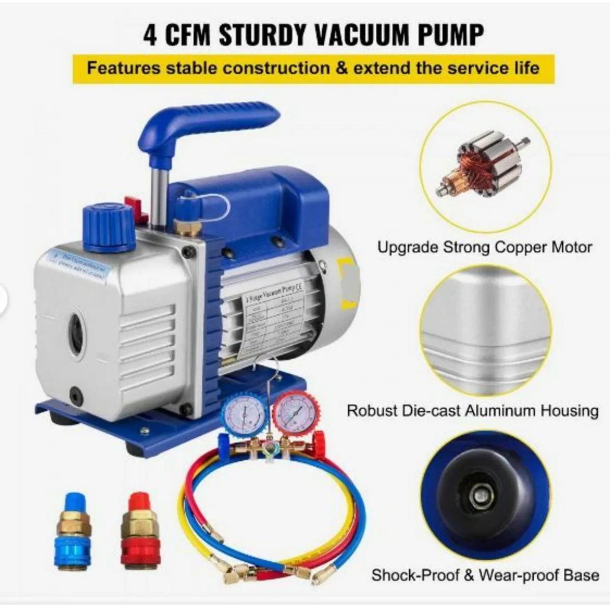 4CFM 1/3HP Vacuum Pump Ac Vacuum Pump - Image 3