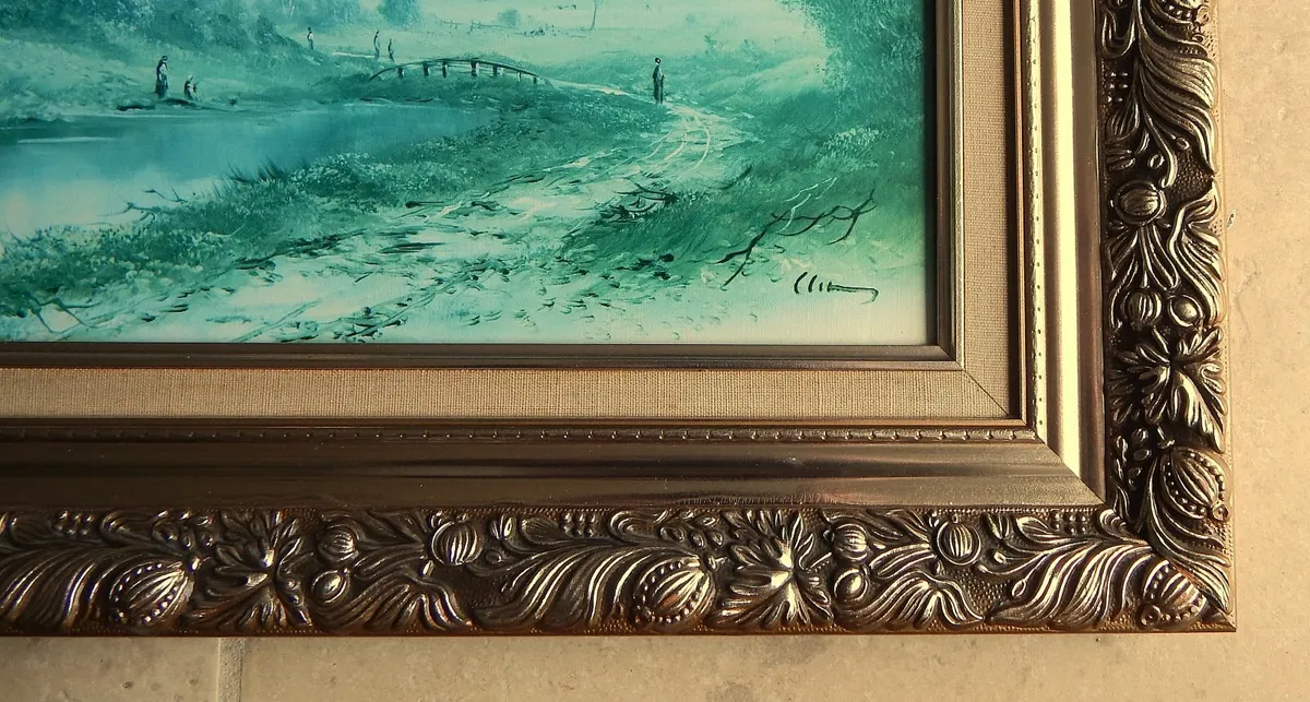 Large Print on Canvas in Ornate Wood Frame - Image 3