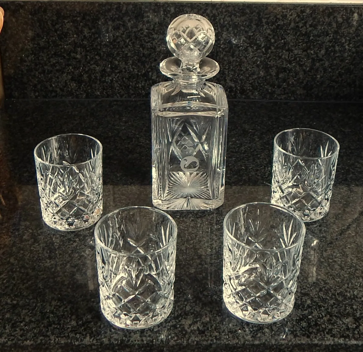 Crystal Decanter & 4 Galway Crystal 12 oz Glasses - Image 1