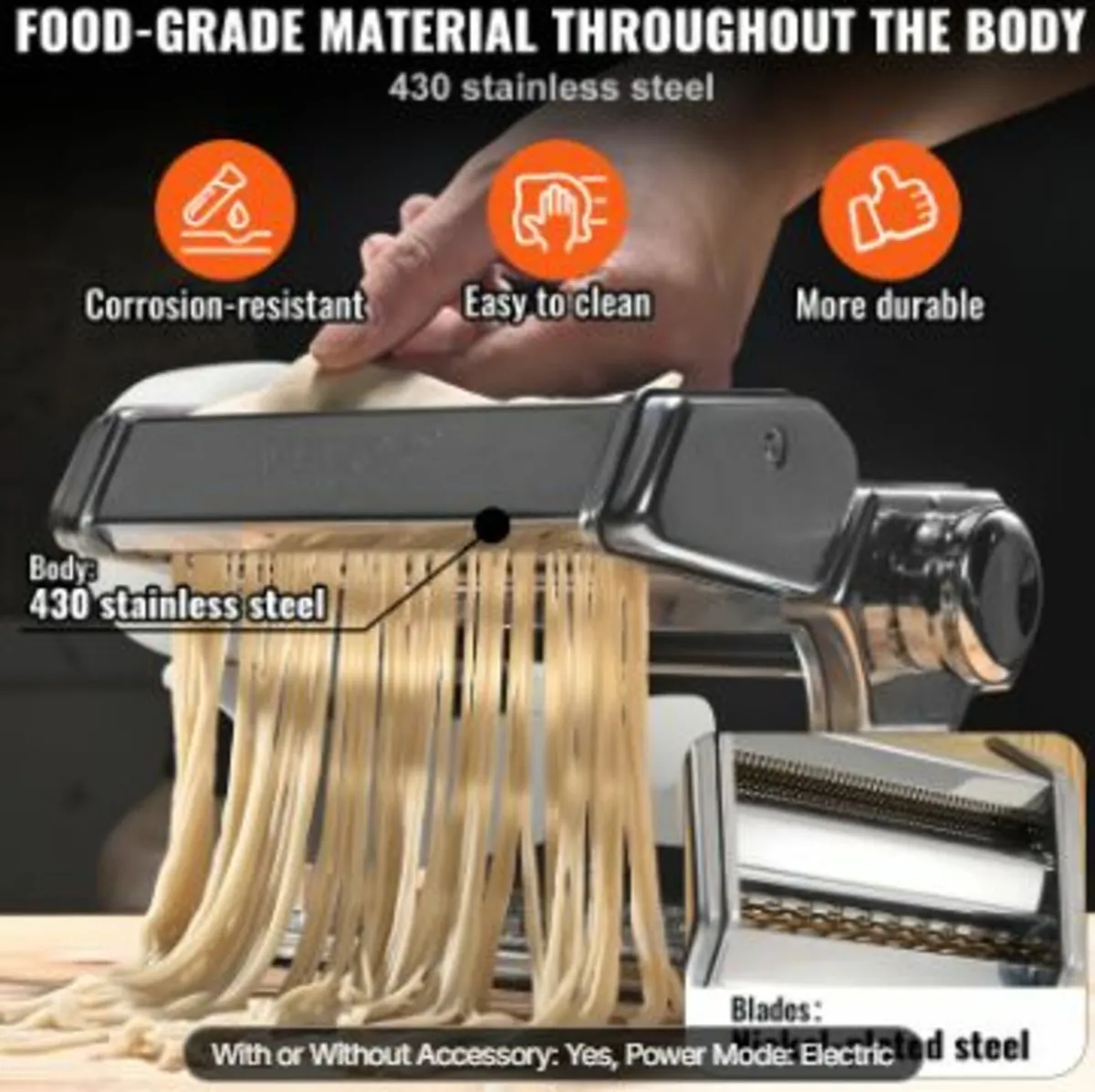 Electric Pasta Maker Machine, 9 Adjustable Thickn - Image 4