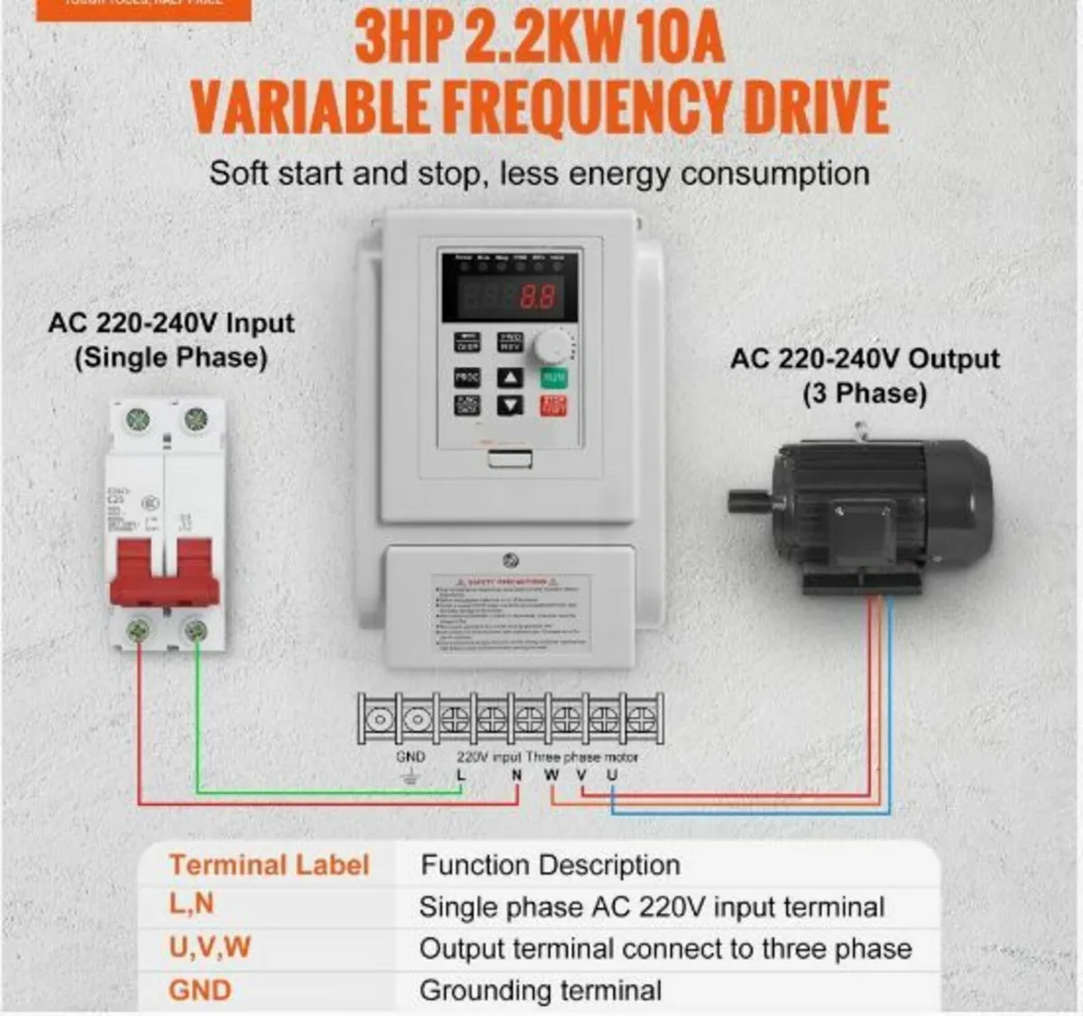 VFD 2.2KW 10A 3HP Variable Frequency - Image 2
