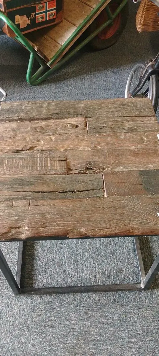 Industrial Style Wood Plank Coffee Table - Image 2