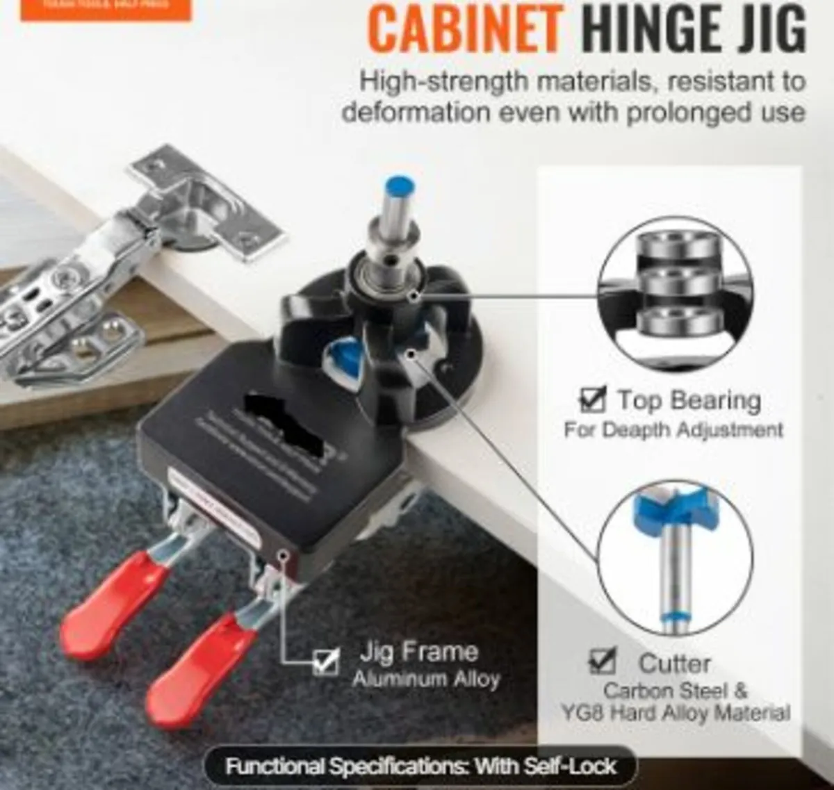 35 mm Concealed Door Hinge Jig, Aluminum Alloy - Image 2