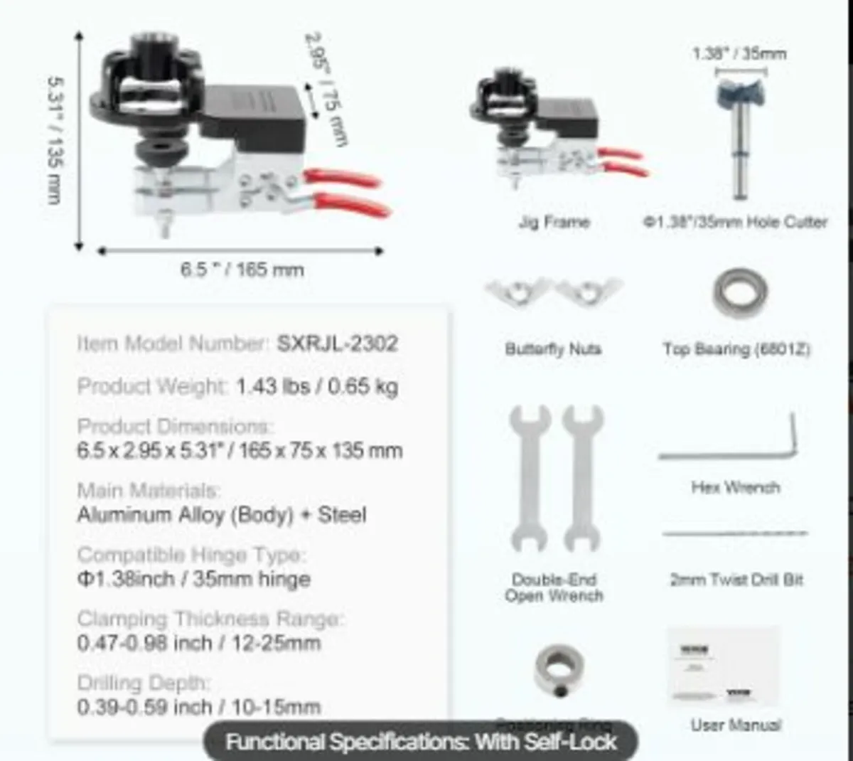 35 mm Concealed Door Hinge Jig, Aluminum Alloy - Image 4
