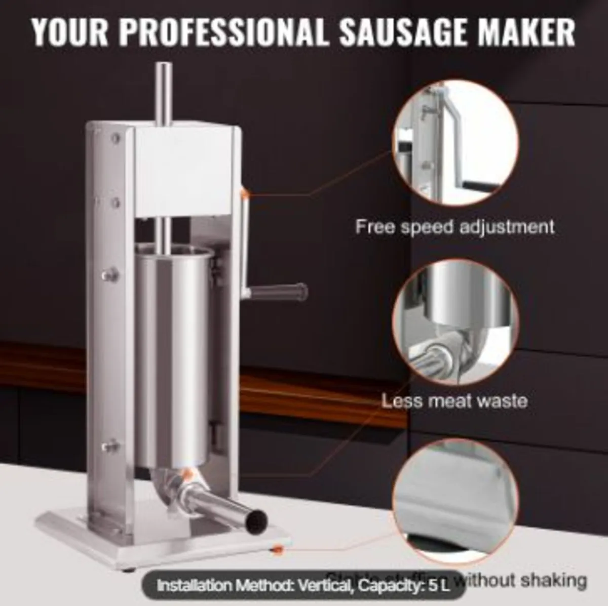 Manual Sausage Stuffer, 8LBS/5L Capacity - Image 3