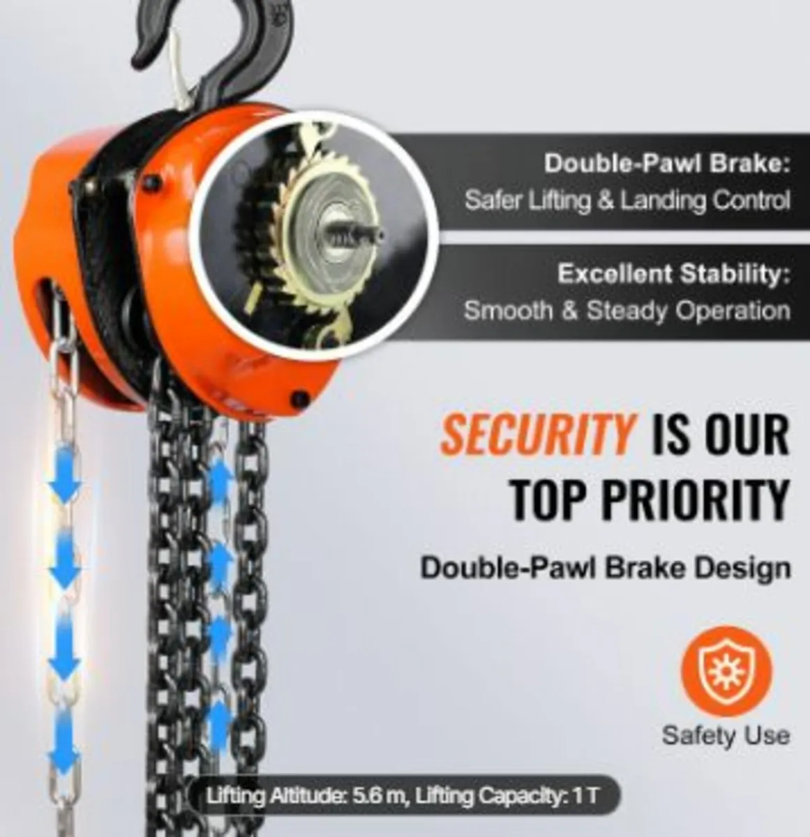 Manual Chain Hoist, 1 Ton 2200 lbs - Image 3