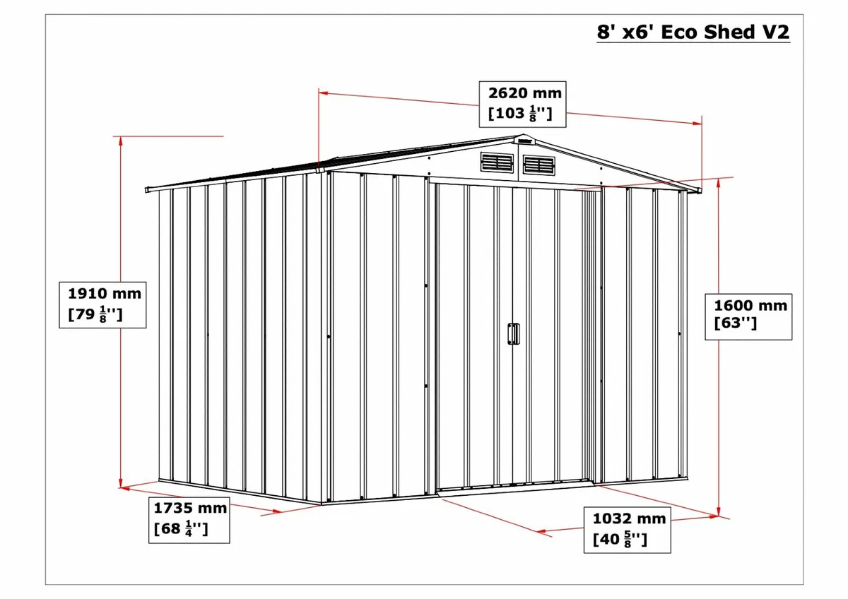 8x6 Steel Garden Sheds €450 Including Delivery. - Image 3