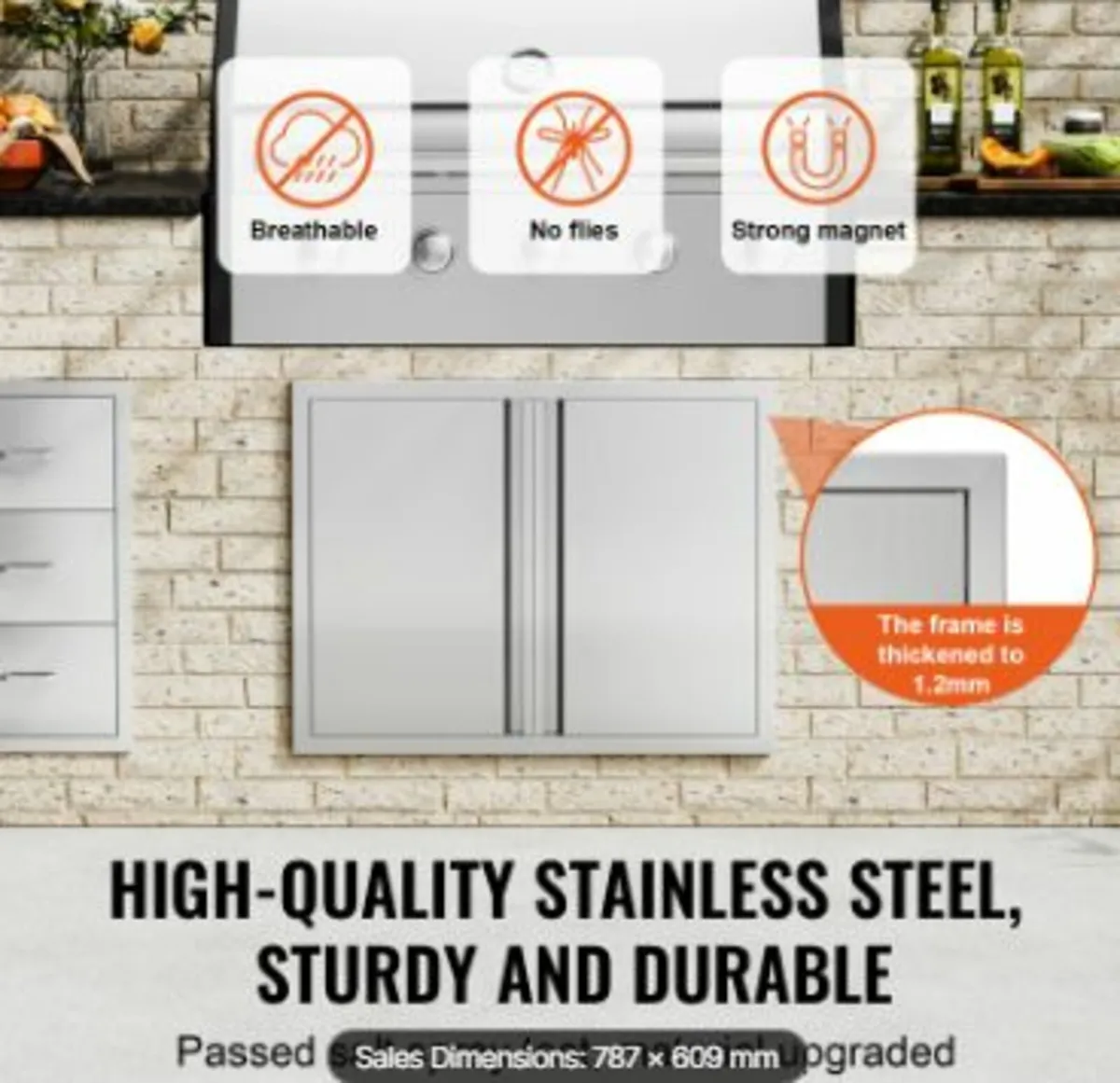 BBQ Access Door, 787x609 mm Double Outdoor Kitchen - Image 3